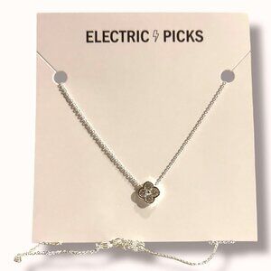 Electric Picks Camilla Necklace Silver Plated Chain With Flower Charm 16in